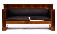 Lot 369 - 1920'S LINE INLAID MAHOGANY CLUB SOFA with...