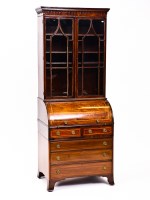 Lot 370 - LATE VICTORIAN MAHOGANY CYLINDER BUREAU...