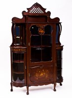 Lot 377 - LATE VICTORIAN FLORAL MARQUETRY MAHOGANY...