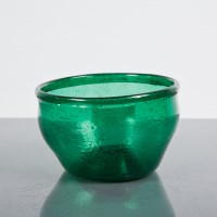 Lot 402 - ARTS AND CRAFTS GREEN BUBBLED GLASS BOWL with...