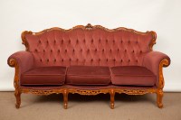 Lot 438 - VICTORIAN STYLE SUITE comprising a settee and...