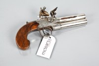 Lot 526 - GEORGE III FLINTLOCK DOUBLE BARREL TAP ACTION...