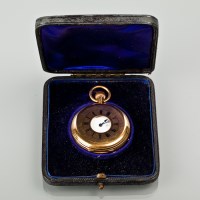 Lot 1042 - EIGHTEEN CARAT GOLD HALF HUNTER POCKET WATCH...