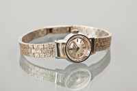 Lot 1054 - LADY'S OMEGA EIGHTEEN CARAT WHITE GOLD WRIST...