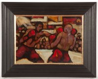 Lot 1807 - * JAMIE O'DEA, THE FIGHT oil on board 25cm x...