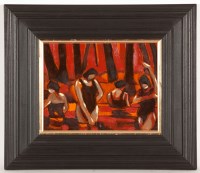 Lot 1829 - * JAMIE O'DEA, WOODLAND BATHING oil on board...