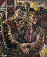 Lot 1967 - HUGH GERARD BYARS, THE GLASGOW LOVERS oil on...