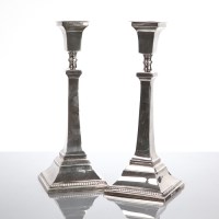 Lot 2 - GOOD PAIR OF SILVER EDWARDIAN CANDLESTICKS the...