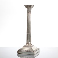 Lot 13 - EDWARDIAN SILVER CORINTHIAN COLUMN CANDLESTICK...