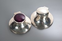 Lot 29 - TWO SILVER CIRCULAR INKWELLS one with an...