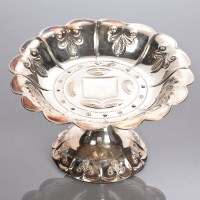 Lot 31 - SILVER STEMMED CIRCULAR COMPORT embossed with...