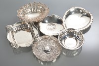 Lot 43 - GROUP OF SIX SILVER BASKETS AND DISHES...