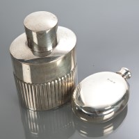 Lot 44 - VICTORIAN SILVER HIP FLASK AND A VICTORIAN...