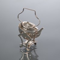 Lot 47 - EDWARDIAN SILVER MINIATURE TEA KETTLE ON STAND...