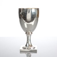 Lot 53 - GEORGE III SILVER CHALICE with narrow engraved...