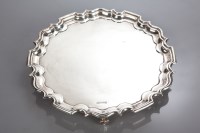 Lot 56 - SILVER CIRCULAR TRAY of serpentine form,...