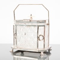 Lot 65 - EDWARDIAN SILVER PLATED AND CUT GLASS BISCUIT...