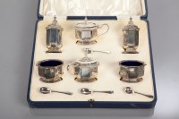 Lot 84 - SILVER SIX PIECE CRUET SET of octagonal form,...