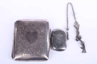 Lot 274 - SILVER CIGARETTE CASE AND A SILVER VESTA CASE...