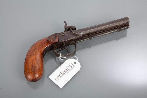 Lot 268 - 19TH CENTURY DOUBLE-BARREL PERCUSSION PISTOL...