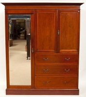 Lot 277 - EDWARDIAN MAHOGANY LINEN PRESS WARDROBE with...