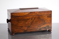 Lot 290 - REGENCY ROSEWOOD TEA CADDY of sarcophagus form,...