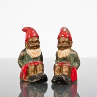 Lot 292 - PAIR OF COLD PAINTED WHITE METAL GNOME SALT...