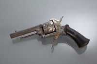 Lot 299 - BELGIAN 7MM PINFIRE REVOLVER with folding...