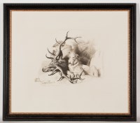 Lot 300 - THOMAS LANDSEER WATCHING THE BODY mixed method...