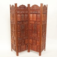 Lot 319 - MODERN CARVED TEAK FOUR FOLD DRESSING SCREEN...