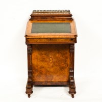 Lot 335 - VICTORIAN MARQUETRY WALNUT DAVENPORT with...