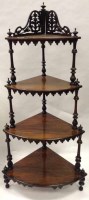 Lot 349 - VICTORIAN ROSEWOOD BOWFRONT WHATNOT with fret...