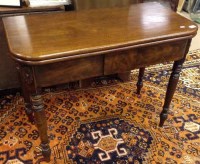 Lot 374 - REGENCY MAHOGANY D-SHAPED CARD TABLE on turned...