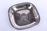 Lot 302 - GERMAN SILVER SQUARE DISH makers mark 'Jezler',...