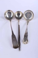 Lot 327 - THREE 19TH CENTURY SILVER LADLES including a...