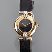 Lot 1001 - LADY'S MUST DE CARTIER WRIST WATCH the black...