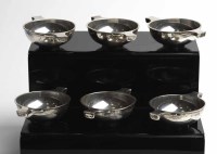 Lot 331A - SET OF SIX EDWARDIAN SILVER QUAICHS maker...