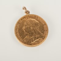 Lot 1046 - HALF SOVEREIGN DATED 1898 soldered with a...