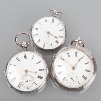 Lot 1059 - THREE SILVER POCKET WATCHES one by G. Oram &...