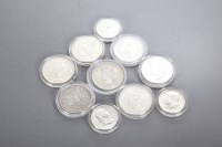 Lot 1065 - SEVEN AMERICAN SILVER DOLLARS AND FOUR HALF...