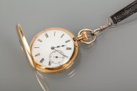 Lot 1092 - EIGHTEEN CARAT GOLD HALF HUNTER POCKET WATCH...