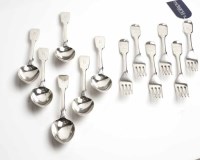 Lot 335A - SET OF SIX WILLIAM IV SILVER FIDDLE PATTERN...