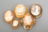 Lot 1112 - GROUP OF VICTORIAN CAMEO BROOCHES four...