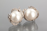 Lot 1127 - PAIR OF ART DECO STYLE PEARL AND DIAMOND...