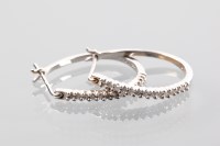 Lot 1160A - PAIR OF DIAMOND SET HOOP EARRINGS in nine...