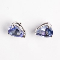 Lot 1165 - PAIR OF TANZANITE STUD EARRINGS each set with...