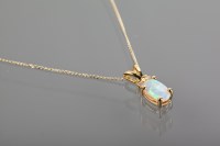 Lot 1169 - OPAL PENDANT ON CHAIN the oval opal in nine...