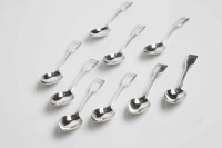 Lot 339A - SET OF NINE WILLIAM IV SILVER FIDDLE PATTERN...