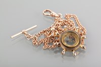 Lot 1181 - NINE CARAT GOLD WATCH CHAIN in rose gold,...