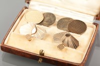 Lot 1202 - NINE CARAT GOLD CUFFLINK AND STUD SET with...